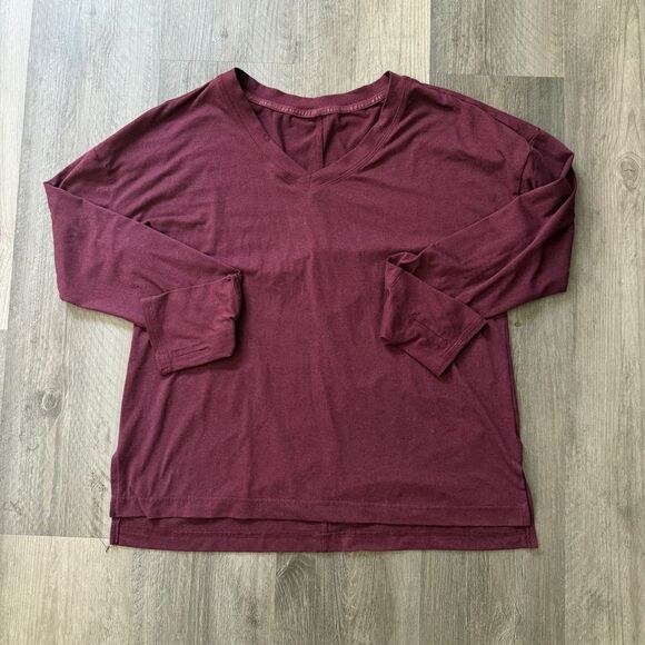 RBX Wine V Neck Thumbhole Top Soft Medium Loose Fit - Picture 2 of 9